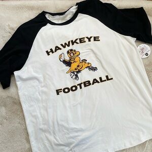 Collegiate Hawkeye Football baseball style T-shirt